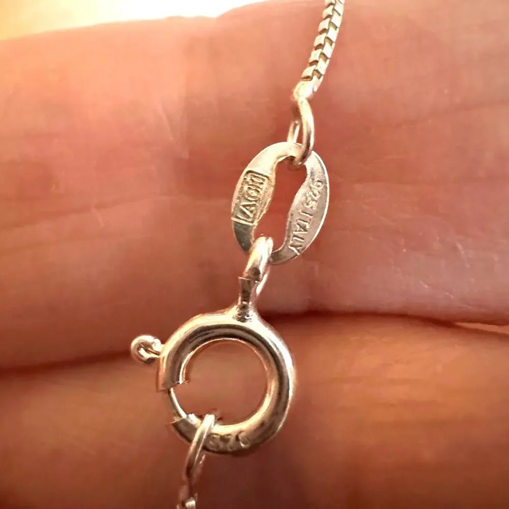 AGI Sterling Silver 925 ITALY Spiral Heart Box Chain Necklace Modern Jewelry